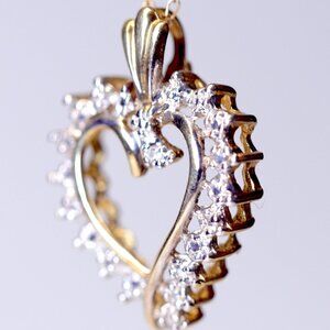 10k Yellow Gold Diamond Heart Pendant with Chain
